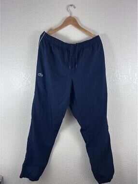 Lacoste Sport Track Pants Mens L Navy Blue Joggers Athletic Zip Ankle Logo
